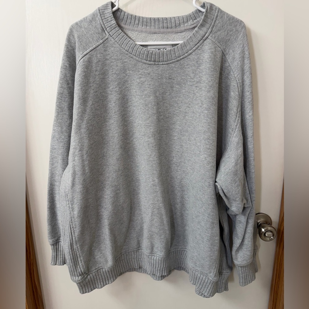 Aerie Light Gray Crew Neck Sweatshirt